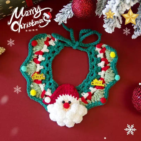 Handmade Knitted Cute Reindeer Christmas Decoration Scarf for Cats