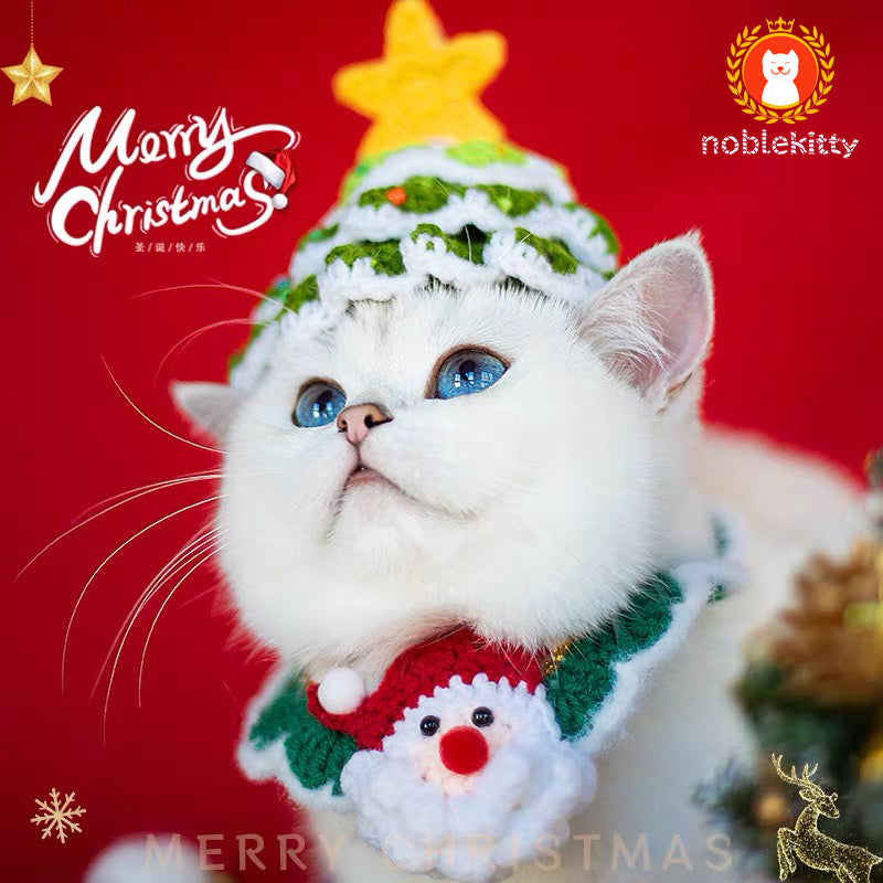 Handmade Knitted Cute Reindeer Christmas Decoration Scarf for Cats