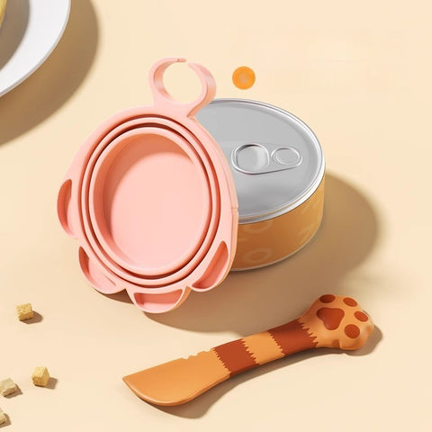 Silicone Pet Can Spoon & Lid Set – Multi-Functional Opener & Airtight Food Cover