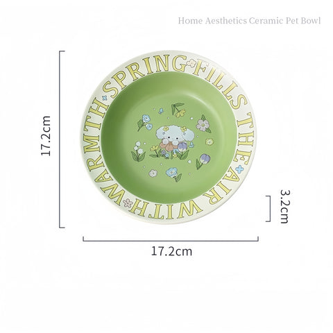 NobleKitty Green Bunny Ceramic Bowl for Healthy Pet Eating