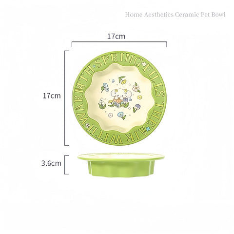 NobleKitty Green Bunny Ceramic Bowl for Healthy Pet Eating