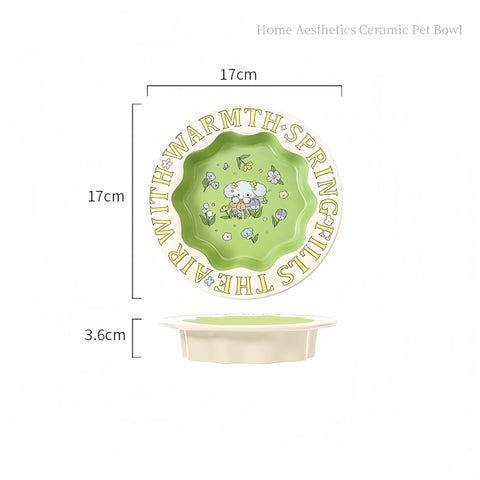 NobleKitty Green Bunny Ceramic Bowl for Healthy Pet Eating