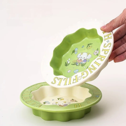 NobleKitty Green Bunny Ceramic Bowl for Healthy Pet Eating