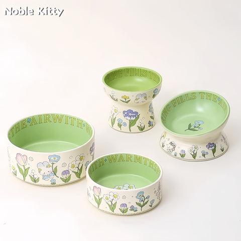 NobleKitty Green Bunny Ceramic Bowl for Healthy Pet Eating