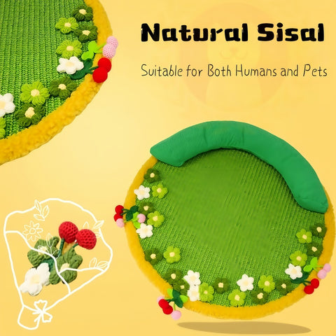 NobleKitty Natural Sisal Cat Scratching Mat with Pillow