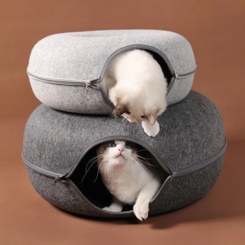 Foldable Wool Felt Cat Tunnel – Soft Portable & Fun Play Space for All Cats