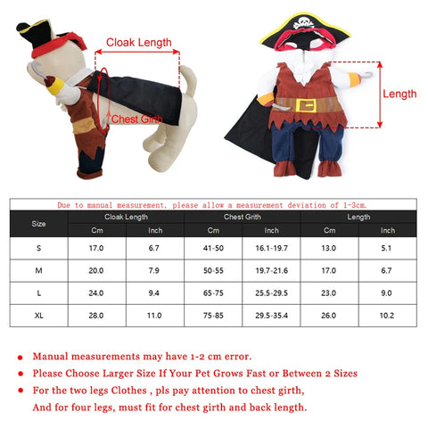 NobleKitty Halloween Pirate Costume for Cats & Small Dogs