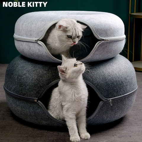 Foldable Wool Felt Cat Tunnel – Soft Portable & Fun Play Space for All Cats