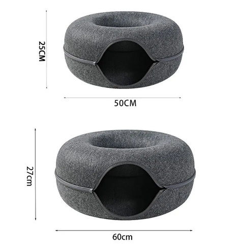 Foldable Wool Felt Cat Tunnel – Soft Portable & Fun Play Space for All Cats