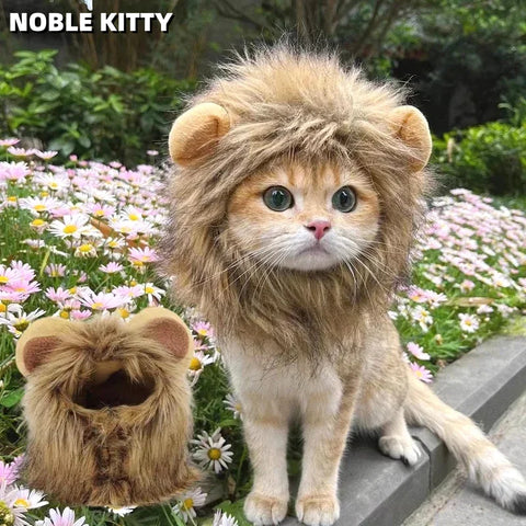 NobleKitty™ Lion Mane Hat for Cats & Small Dogs – Cute & Comfortable Faux Fur Pet Costume Accessory, Perfect for Halloween, Christmas & Parties