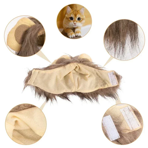 NobleKitty™ Lion Mane Hat for Cats & Small Dogs – Cute & Comfortable Faux Fur Pet Costume Accessory, Perfect for Halloween, Christmas & Parties