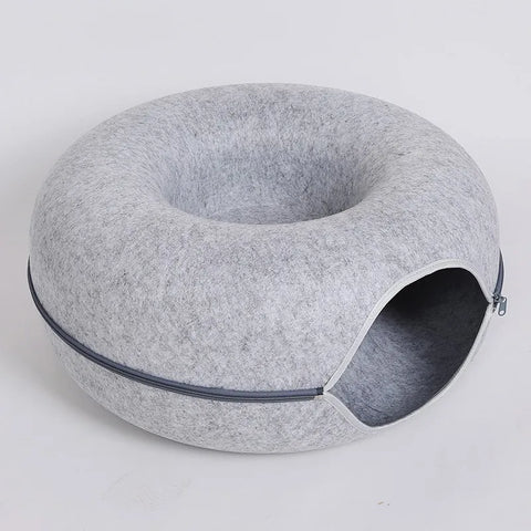 Foldable Wool Felt Cat Tunnel – Soft Portable & Fun Play Space for All Cats
