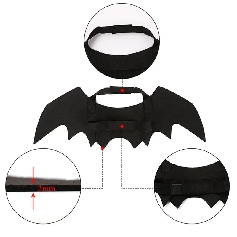 NobleKitty Halloween Bat Wings for Cats – Lightweight Black Felt Costume for Spooky Fun