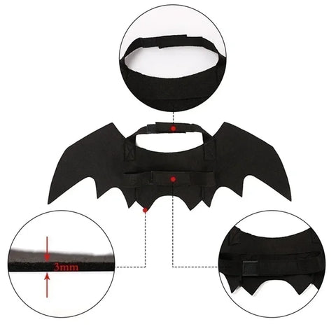 NobleKitty Halloween Bat Wings for Cats – Lightweight Black Felt Costume for Spooky Fun