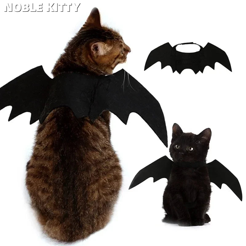 NobleKitty Halloween Bat Wings for Cats – Lightweight Black Felt Costume for Spooky Fun