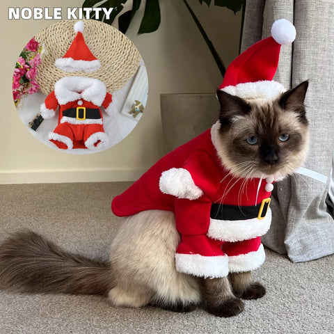 NobleKitty Christmas Santa Costume for Cats & Small Dogs – Festive Holiday Outfit