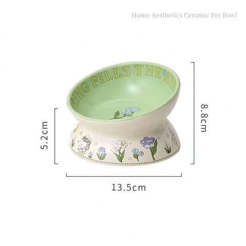 NobleKitty Green Bunny Ceramic Bowl for Healthy Pet Eating