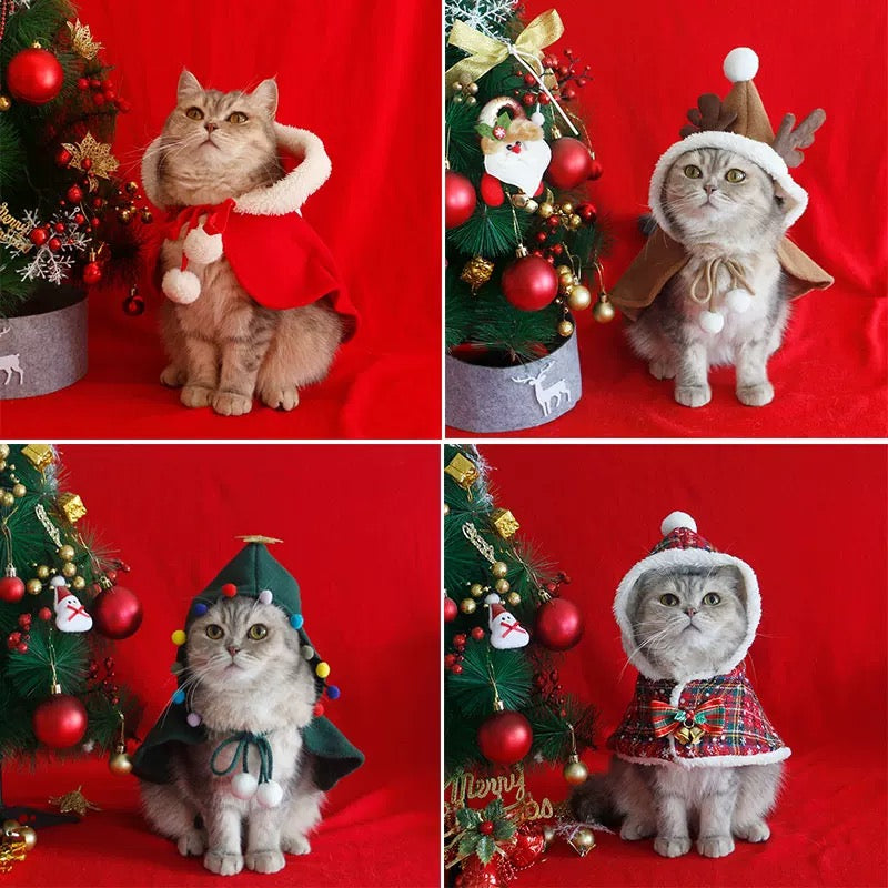 Cat Christmas Cape Winter Warm Shawl