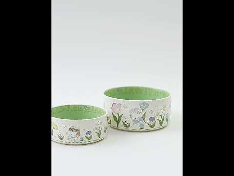 NobleKitty Green Bunny Ceramic Bowl for Healthy Pet Eating